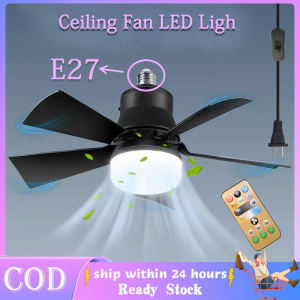 2 in 1 Ceiling Fan With LED Light And Remote Modern Ceiling Fan With lights And Remote Control  Inverter Silent Chandelier E27 Socket Ceiling Fan With Light 5 Blades 30W For Living Room Bedroom