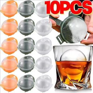 5/10 ชิ้น แม่พิมพ์ทำน้ำแข็งทรงกลมขนาดใหญ่ / เครื่องทำน้ำแข็งทรงกลมแบบสร้างสรรค์ / แม่พิมพ์ถาดทำน้ำแข็งทรงกลมแบบ DIY ที่นำกลับมาใช้ใหม่ได้ / เครื่องมือทำน้ำแข็งในครัวแบบบาร์พร้อมกรวยในตัว