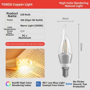 TONGZHIGUANG | Candle LED Light Bulb E14 Base