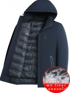 เสื้อแจ็คเก็ตผู้ชาย down Jacket ขนเป็ด หนา อบอุ่น แบบถอดได้ ปกขนสัตว์ แขนยาว ทรงหลวม สำหรับฤดูหนาว 2024