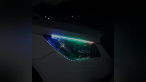 2Pcs RGB APP Control Daytime Running Light DRL Universal Flexible Flowing Multi Color LED Strip Turn Signal Lights  For Headlight