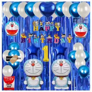 Paket Set Pesta Ulang Tahun Anak Banner Happy Birthday Balon Merah Biru Muda Kuromi Simple