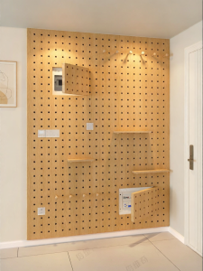 BEIQIVI | Custom Wooden Perforated Panel Wall Shelf for Concealing