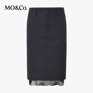 MO&Co. | Semi-wool H-line Kneeskirt Lace Skirt Two-piece Set
