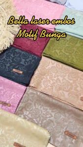 Alfaruqi Store ID Hijab Segi 4 Embos Motif Bunga / Segi Empat Tepi Lasercut /jilbab segi empat embee Premium/ Krudung Bella Square Emboss Jilbab Wanita Muslim Murah
