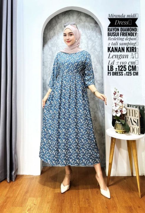 knee length dresses for ladies Floral Rayon Midi Dress – Abi+Ari main image 0