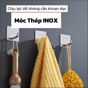 Combo 5 Móc dán tường chịu lực inox 304 móc treo tường siêu dính treo đồ đa năng không cần khoan