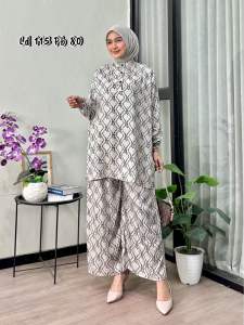 Duma Set Long Tunik Rayon Motif Setelan Panjang Wanita Motif Premium Kekinian