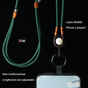 สายสะพายโทรศัพท์มือถือเชือกคอโทรศัพท์มือถือเชือกด้านหลังโทรศัพท์มือถือทอมือป้องกันการสูญหายมีสายโซ่ทนทานปรับความยาวได้