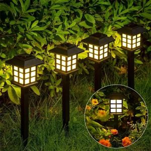 Outdoor Lamp 2pcs Solar House Shape LED for Garden Landscape Pathway Yard Patio Driveway Walkway Easter Lighting