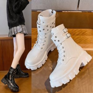 Thick Sole Lace-up Boots Ankle-high