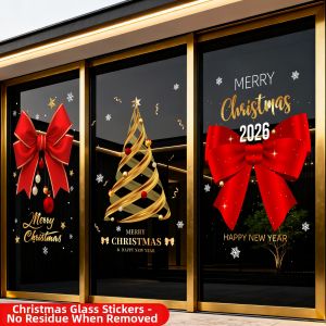 Christmas Santa Claus Christmas Tree Decorative Glass Stickers