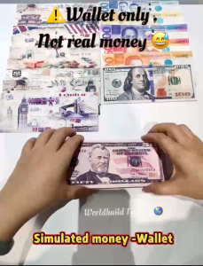Creative Simulation Money Wallet Foreign Currency US Dollars Piso Canvas Gift Student Kids Wallet