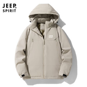 JEEP SPIRIT Black Gold Outdoor Detachable Hat Cotton-padded Clothes Bread Graphene Warm Padded Cotton-padded Jacket Coat