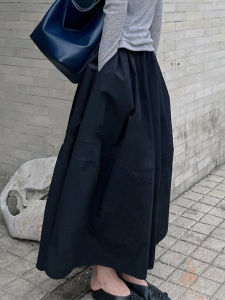 High Waist Floral Bud Half Skirt Womens Loose Fit Elastic Waist Slimming Midi Length Casual Skirts for plus Size Ladies