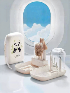 SHI YUE JIE JING | Portable Baby Bottle Nipple Brush and Drying Rack Set