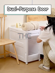 THE L50-56cm Multipurpose Top Flip Storage Box Foldable Storage Cabinet Clothes Toy Storage Organizer