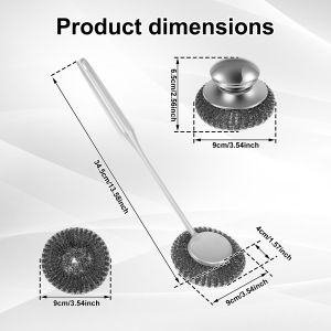 Kitchen Cast Iron Cleaner Pot Pans Cleaning Scrubber Steel Rust Remover Scraper Brush Kit Metal Cleaning Brush Tool for Pot Dish