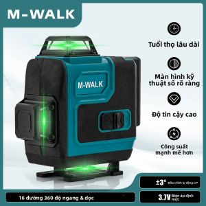 M-WALK 16 Đường 360 Máy Cân Bằng Laser 4D Tự Cân Bằng Máy Đo Mức Laser 4D Công Cụ Đường Chéo Ngang Và Dọc Chùm Tia Xanh Với Pin Mạnh Mẽ