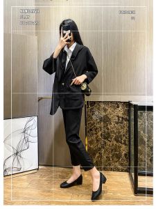 Black Work Shoes for Women with Comfortable Soft Bottom and High Heels Office Boots for Young Women Slip-Resistant and Stylish