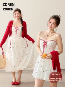 ZHANGDAREN | Đầm Midi Hoa Trắng Giảm Cân Dành Cho Người Mập