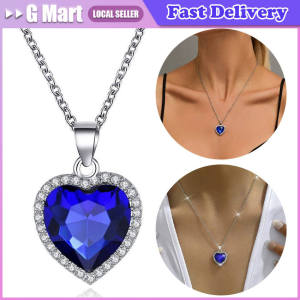 Titanic Movie Heart of The Ocean Chain Pretty Royal Blue Big Crystal Pendant Necklace for Women