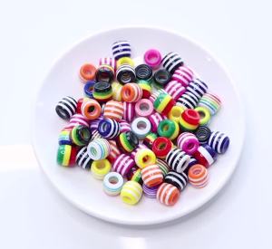 50pcs Rainbow Color Stripe Pattern Barrel Shape Resin Beads for Jewelry Making Big Hole Loose Spacer Beads DIY Bracelet Necklace