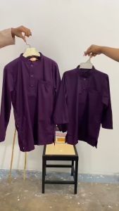 New Arrival Sempurna Baju Kurta Warna Purple Slim Fit Cotton Sedondon Baju Raya - D009K Ready Stock KD
