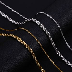 Men Ropes Long Stainless Steel Minimalist Twist Chain Necklace Available in Gold Color Silver Color 2 TO 5mm