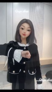 Áo Khoác Nhung 2 Lớp Màu Đen Phối Viền Bèo Tay Nơ Đính Cúc Ngọc QUYN.092