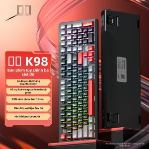 Lingbao | Bàn Phím Cơ Không Dây K98 Kết Cấu Gasket Hotswap Pin 10000mAh