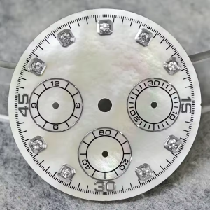 VK63 Dial 29.5mm Colorful glossy pearl shell dial for Quartz Movement Chronograph Face 6 Hands Watch Parts Fit 39mm Watch Cases