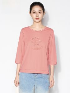 MY TENO | เสื้อยืดคอกลมแขนสั้นปักลายสำหรับผู้หญิง ทรงหลวม สไตล์ลำลอง แฟชั่นฤดูร้อน 2025 ของ MY TENO