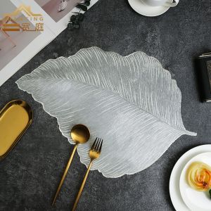 Tấm Lót Bàn Trà PVC Chống Thấm Nước Chống Trượt Cách Nhiệt Họa Tiết Lá Cây Phong Cách Scandinavia Sang Trọng Cho Nhà Bếp