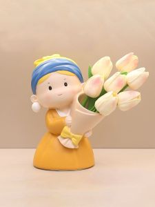 Adorable Girls Flower Arrangement Dry Flower Simulation Decoration Moving Gift New Home Decoration Living Room Decor