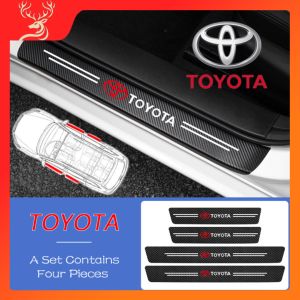 TOYOTA 4 pcs Sticker Sill Plate Karbon 3D Mobil Bahan Serat Karbon Anti Gores Set Pintu Mobil Side Step Sill Strip