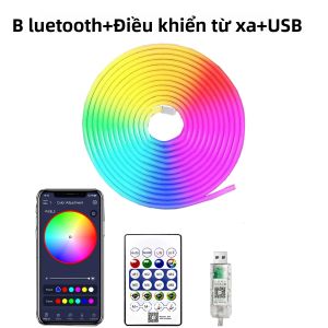 Đèn LED Dải Neon 5V RGB USB Silicon Mềm Dẻo Chống Nước Có Điều Khiển Từ Xa Bluetooth Cho Trò Chơi Tại Nhà - Tùy Chọn 1/2/3/4/5M