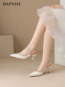 Daphne | French Studded Pointed Toe Kitten Heel Womens Sandals