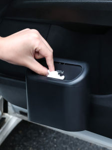 Car Trash Bin Hanging Vehicle Garbage Dust Case Storage Box Black Square Pressing Type Trash Can