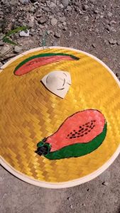 Topi caping lukis anak / caping lukis motif buah pepaya