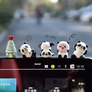 Cute Panda Car Dashboard Decoration High-end Creative Interior Decorations for Women New Model Automobile Screen Ornaments