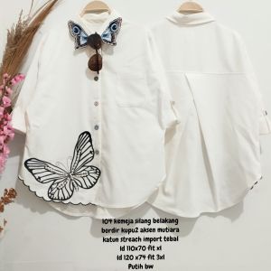 0099 XL3xl viral kemeja silang belakang gstyle lubana bordir kupu2 motek bahan katun streach import
