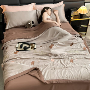 Silk Ice Fiber Washed Summer Quilt Student Air Conditioned Light Weight Cooling Blanket Single Double Size Summer Thin Quilt