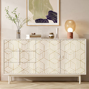 Self-Adhesive Wallpaper with Golden Geometric Pattern for Kitchen Bezel Cabinet Drawer Peeling and Pasting Background Wall Decoration Furniture Renovation Pvc Wallpaper