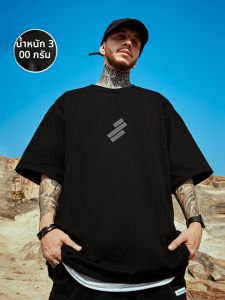 เสื้อยืดคอกลมแขนสั้นสีดำ ผ้าฝ้ายแท้ ทรงหลวม สไตล์อเมริกัน เสื้อยืดชายลำลอง ฤดูร้อน 2024 สำหรับผู้ชาย