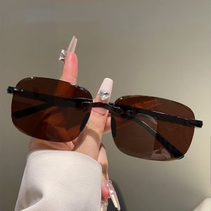 Outdoor Cycling Goggles Sleek Fashion Square Glasses Rimless Sunglasses Versatile Modern Frameless Eyewear For Cycling City