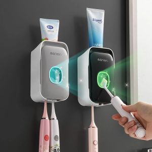 Dispensador automático de pasta de dientes para baño exprimidor de pasta de dientes montado en la pared soporte sin perforacio