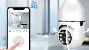 V380 pro light bulb camera connect cellphone WiFi Wireless Indoor 2MP HD cctv camera Auto Tracking 360 rotation bulb cctv camera