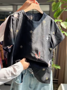 QINGNAER | Chinese Style Heavy Embroidery T-shirt