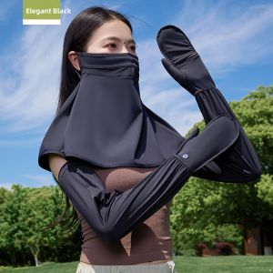 miiow | Cat Woman Ice Silk UV Protection Face Mask Womens Outdoor Sports Cycling Sunshade Full Face Veil Ice Sleeve Set Nylon Fiber